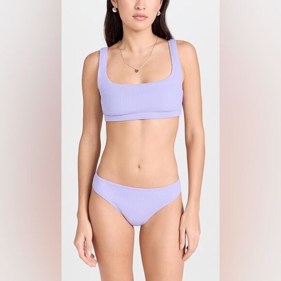 Madewell Purple Rib Textured Leah Bikini Top Medium - Picture 1 of 6
